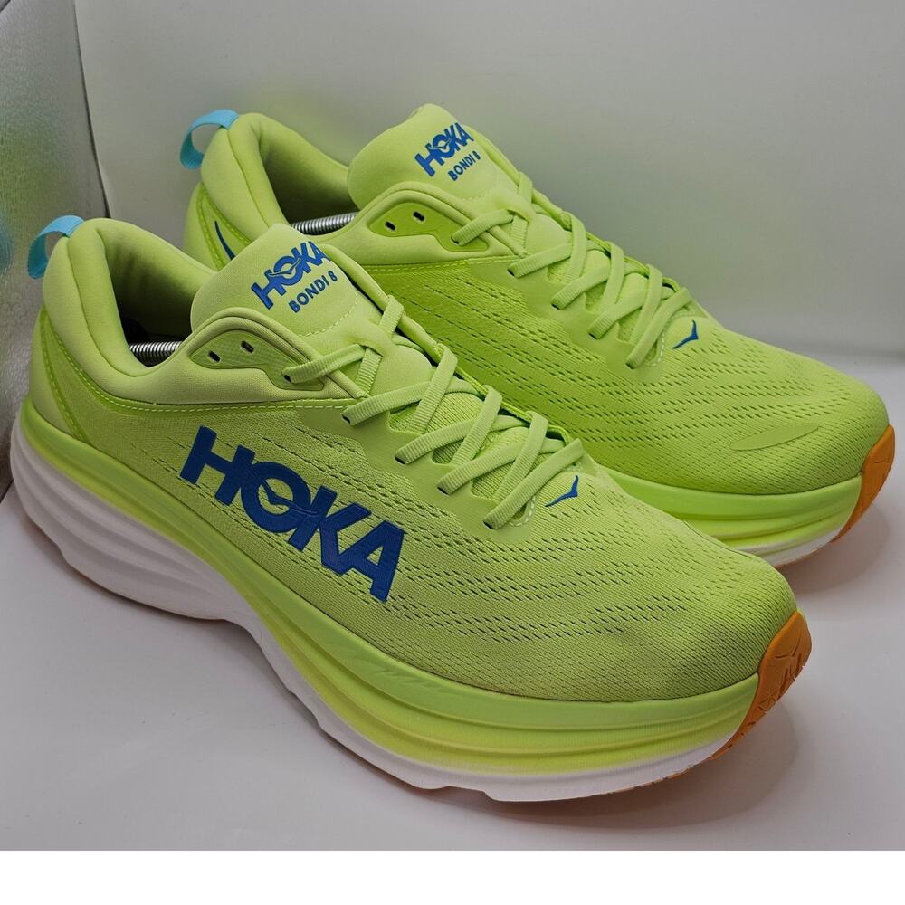 Hoka One One Bondi 8 Lettuce Solar Flare Green Mens 14D UK 13.5 Running Shoes